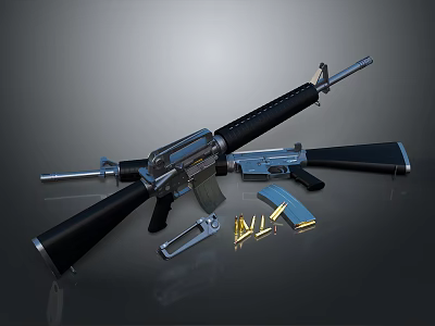 Modern Tactical Firearms Collection Featuring Rifle Pistol Magazines And Bullets 3d model