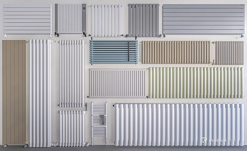 Various Modern Radiator Designs In White Gray And Beige Colors For Home Use 3d model 