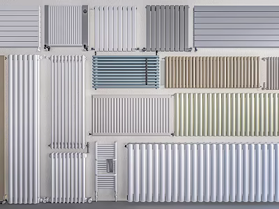 Various Modern Radiator Designs In White Gray And Beige Colors For Home Use 3d model
