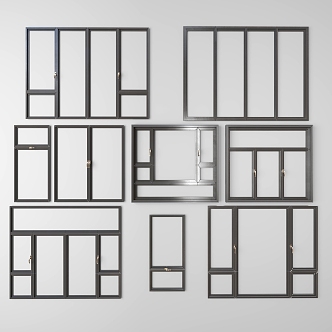 Modern casement window combination 3d model