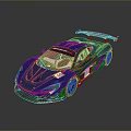 Sleek Blue Race Car With Aerodynamic Rear Wing And Sporty Exterior Design