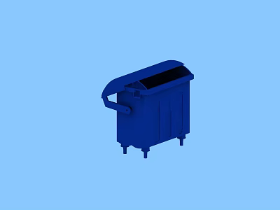 Public Facility Blue Trash Can With Lid For Public Areas And Streets 3d model