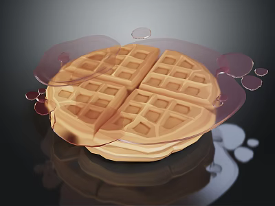 Golden Brown Waffle With Transparent Glaze And Crispy Grid Pattern 3d model