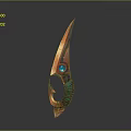 Unique Dagger Weapon Design With Orange Green Blade And Blue Circular Gem