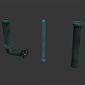 Rusty Metal Pipes Equipment With L Shaped And Straight Designs On Gray Background