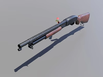 Detailed Tactical Shotgun With Wooden Stock Black Barrel And Metal Components 3d model Detailed Tactical Shotgun With Wooden Stock Black Barrel And Metal Components 3d model