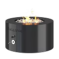 ANGELSFIRE Modern Black Round Fireplace With Flames And Decorative Pebbles