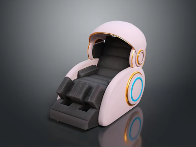 Futuristic Pink And Black Chair With Gold Blue Circular Accents Gray Background 3d model