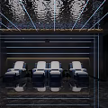 Modern SPA Sauna Room With Starry Sky Ceiling Blue Lighting And White Lounge Chairs