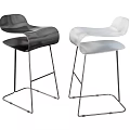 Modern Black And White Bar Stools With Curved Backrest And Metal Legs