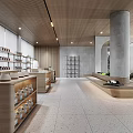 Modern Public Area With Concrete Column And Minimalist Decor