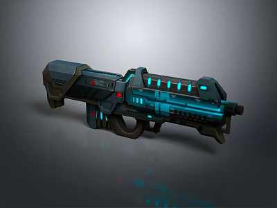 Futuristic Sci Fi Weapon Featuring Blue Glowing Elements And Sleek Design 3d model