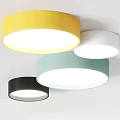 Modern Round Flush Mount Ceiling Lights In Multiple Colors For Home Interior Design 3d model