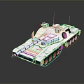 White Tank 3D Model With Turret Antennas And Tracked Chassis Design