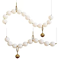 Modern Hanging Chandelier With White Spherical Beads And Gold Decorative Ball