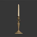 Brass Lighting Combination With Decorative Candlestick And White Candle Classic Design Features