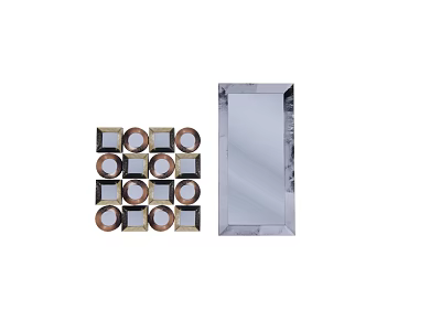 Rectangular Wall Mirror With Modern Design And Surrounding Decorative Frames 3d model