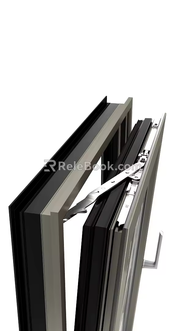 80 broken bridge aluminum system window casement inside inverted hardware sample angle inside flush 3d model