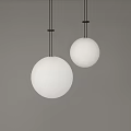 Two White Spherical Modern Minimalist Pendant Lights Hanging On Gray Background 3d model