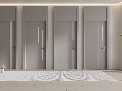 Modern Minimalist Grey Hinged Doors With Sleek Frames In Interior Design 3d model