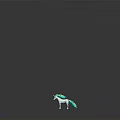 White Unicorn With Turquoise Mane Tail And Yellow Horn Red Eyes On Black Background
