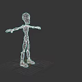 Purple and White Articulated Robot 3D Model as Game and Film Character with Arms Outstretched