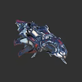 Futuristic Mechanical Structure Featuring Intricate Blue White Red Design And Detailed Parts