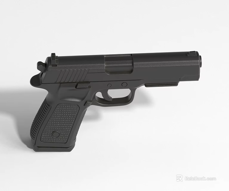 Black Modern Handgun With Textured Grip And Sleek Design 3d model 