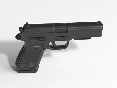 Black Modern Handgun With Textured Grip And Sleek Design 3d model