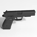 Black Modern Handgun With Textured Grip And Sleek Design