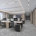 Open office area double-sided glass 3d model