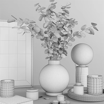 Modern ornaments combination vase flower table decoration 3d model