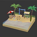 Beach Commercial Equipment With Outdoor Tables Chairs Sunshade Umbrella And Canopy Setup