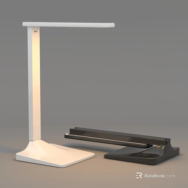 Modern Sleek Desk Lamp With White Body And Black Base For Home Office 3d model 