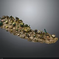 Diverse Green Plants Miniature Landscape With Small Stones And Decorative Ornaments
