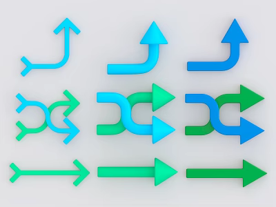 Colorful Arrow Shaped Modern Wall Decor With Blue And Green Directions For Home 3d model