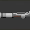 Futuristic Silver Weapon With Red Internal Structure And Mechanical Design 3D Rendering