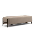 Modern Beige Upholstered Sofa Bench With Stylish Black Wooden Legs Design