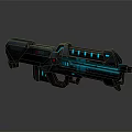 Futuristic Sci Fi Weapon Featuring Blue Glowing Elements And Sleek Design