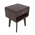 Modern Solid Wood Nightstand with Single Drawer and Slim Legs Design 3d model