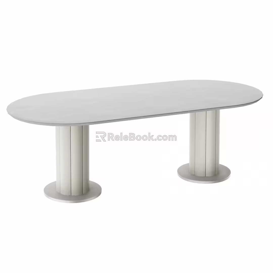 Long Table Round Table Rock Board Table Courtyard Garden Dining Table 3d model