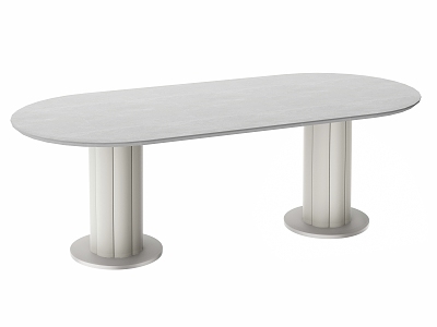 Long Table Round Table Rock Board Table Courtyard Garden Dining Table model