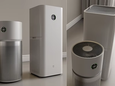 Modern Home Air Purifiers With Digital Display And Efficient Filtration Design 3d model