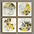 Modern Abstract Paintings With Golden Black White Fluid Textures And Artistic Patterns