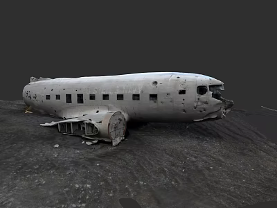 Abandoned Airplane Wreckage Lying On Desolate Ground With Damaged Fuselage And Broken Windows 3d model