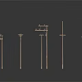 Different Metal Poles Featuring Various Structural Designs And Industrial Applications 3d model