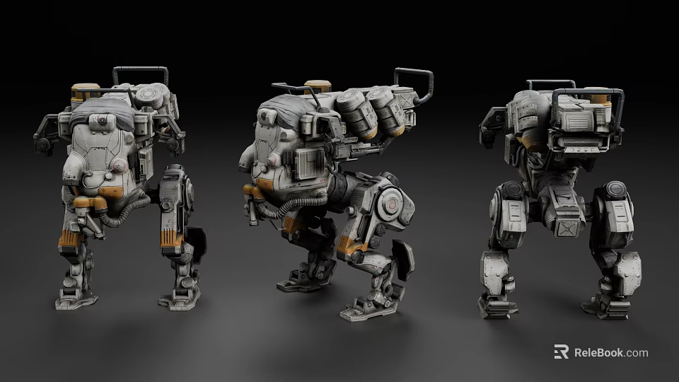 Game Movie Mech Characters With Three Robots In Various Poses And Detailed Design 3d model 