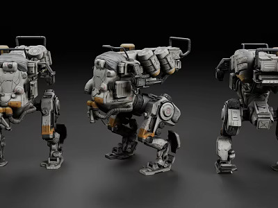 Game Movie Mech Characters With Three Robots In Various Poses And Detailed Design 3d model