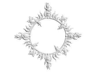 European-style lamp panel gypsum component carved 3d model