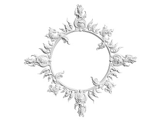 European-style lamp panel gypsum component carved 3d model